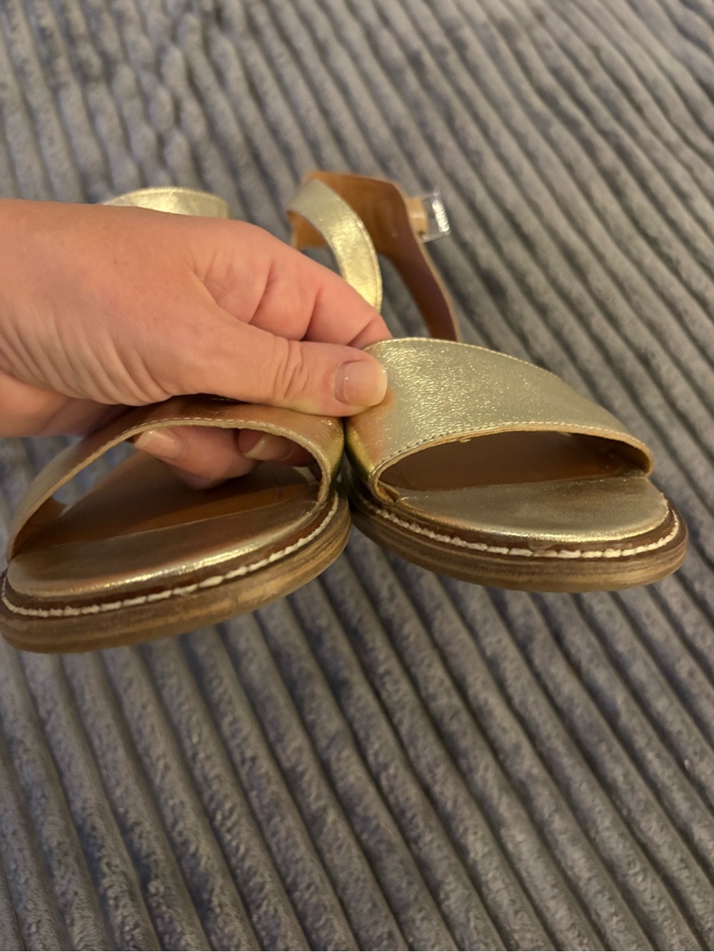 Lucky Brand Gold Ankle-Strap Sandals - Picture 7 of 8